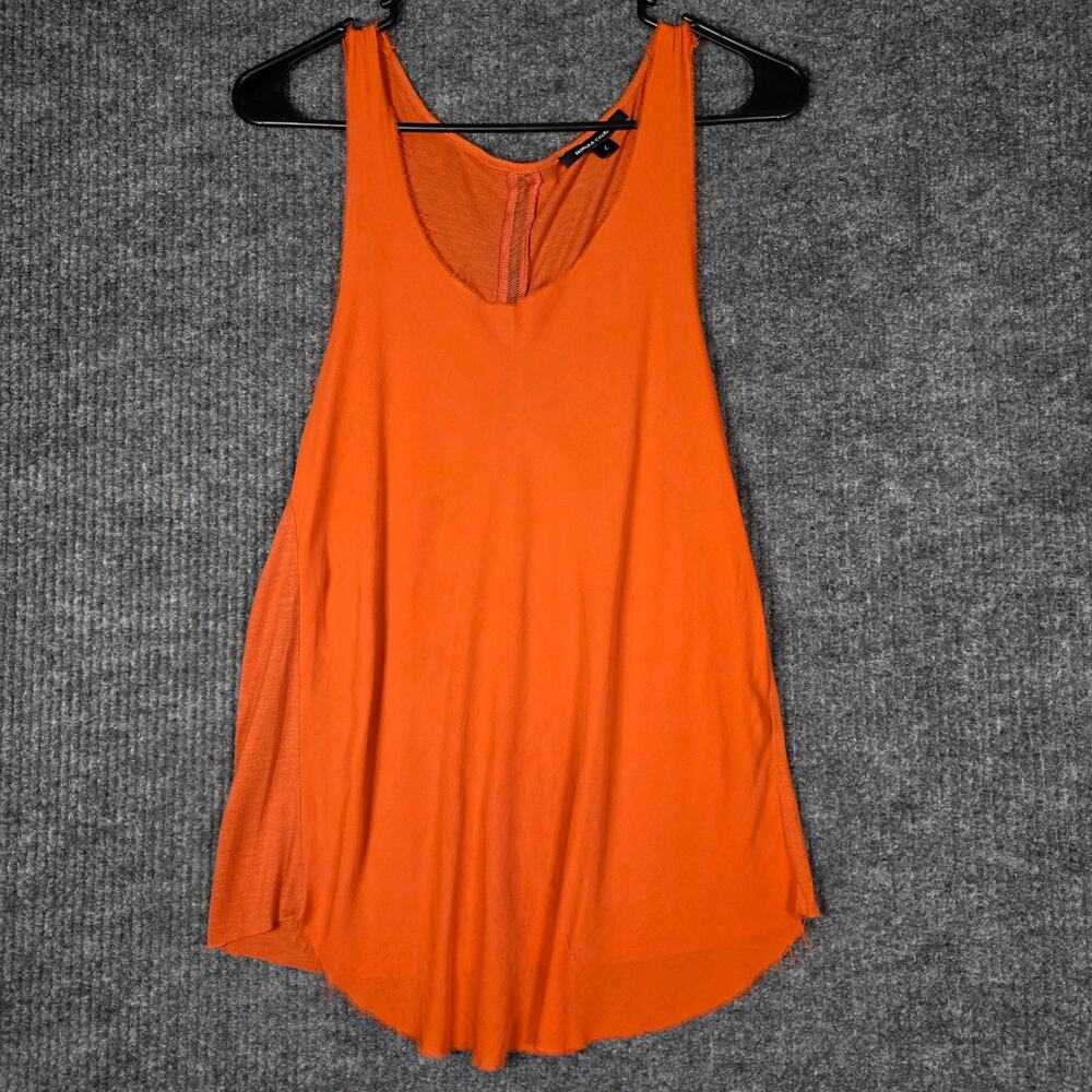 Monika Chiang‎ Silk Front Tank Top Orange Sleeveless Hi Low Hem Size L